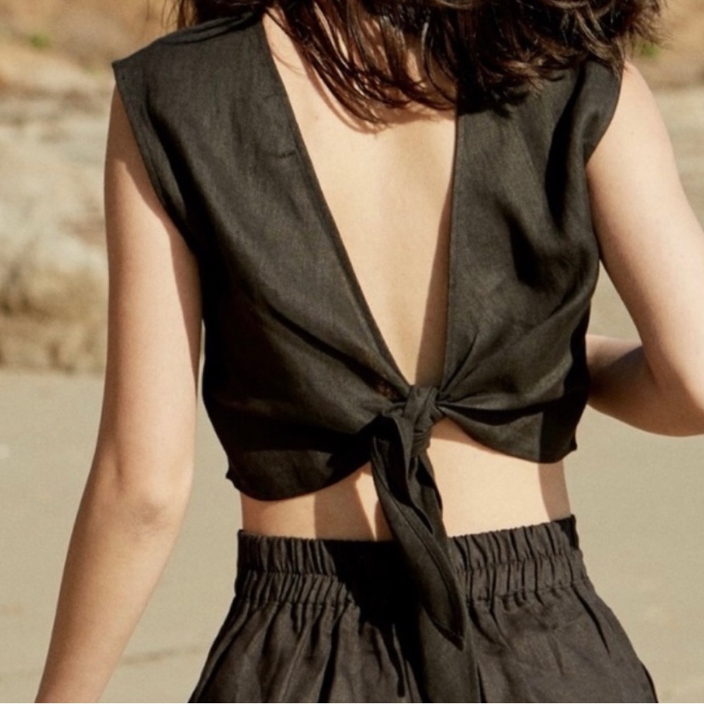 •WHIMSY AND ROW•Valentina Top in Black Linen XS